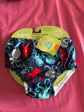 i play. Octopus Print Swim Diaper - Navy/Red/Turquoise/Gray